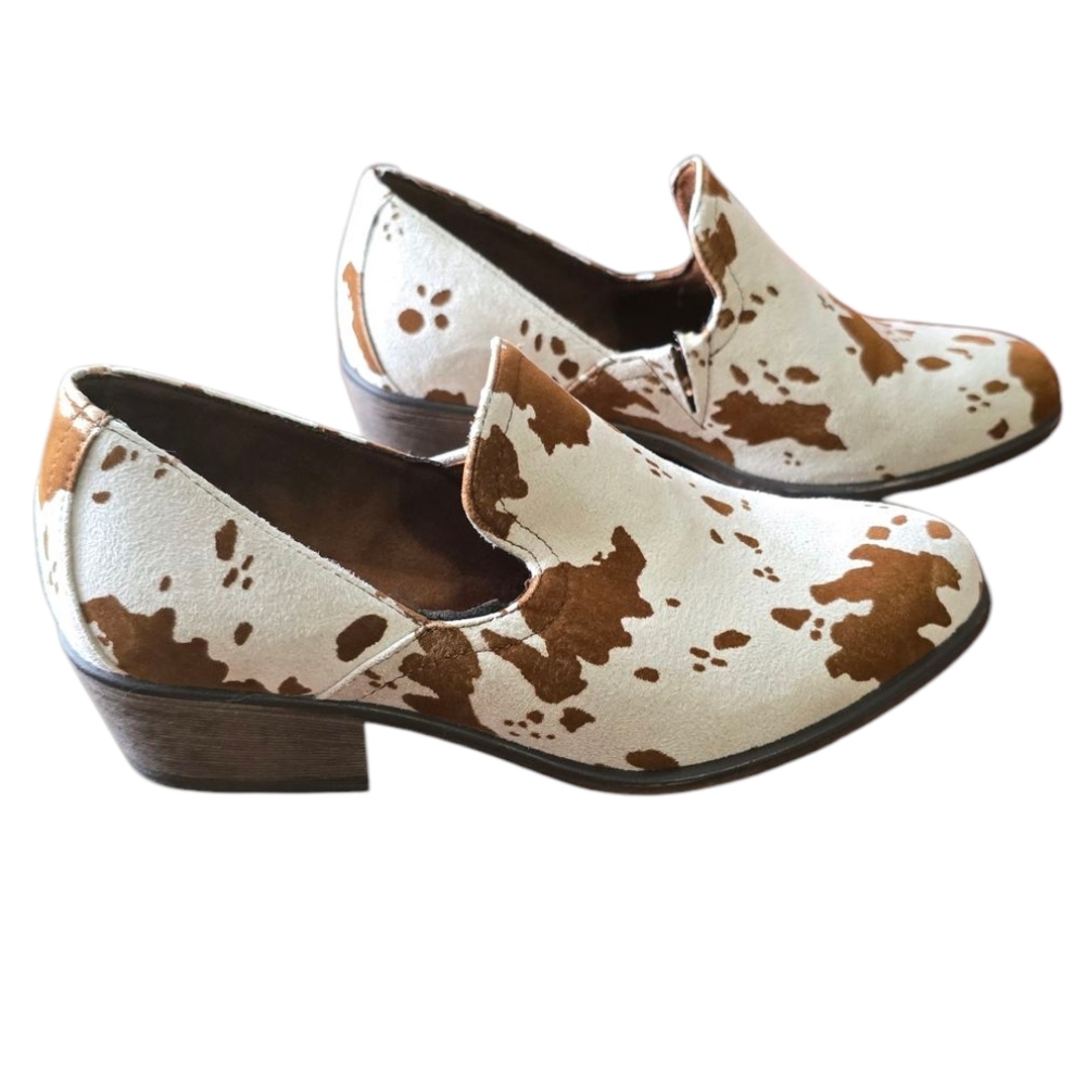 Natural Reflection Cow Print Suede Women's Ankle Booties